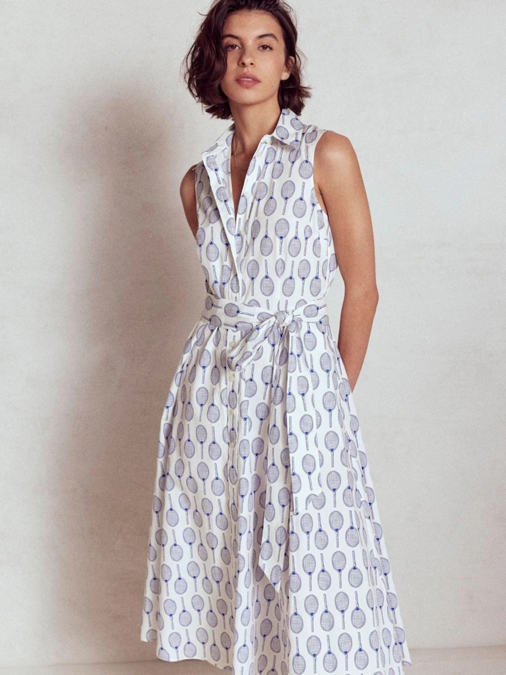 NWT $233 Boden Cream Amy Sleeveless Tennis Shirt Dress Size 6R
